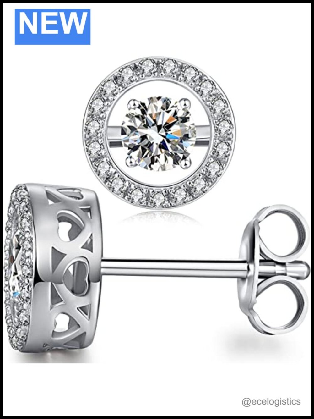 925 Sterling Silver Bezel Stud Earrings Hypoallergenic CZ